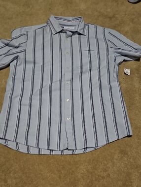 Light Blue Vertical Stripe Men's Button-Up Shirt